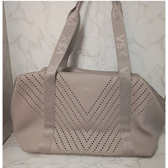 Victoria's Secret Handbags - VICTORIA'S SECRET VSX Large Taupe Duffle Bag - NWOT
